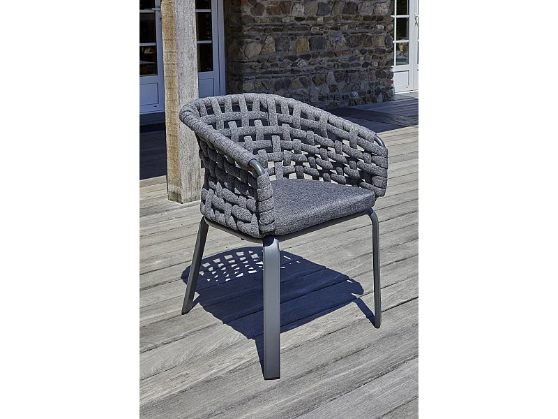Fauteuil de jardin en corde tissée et aluminium