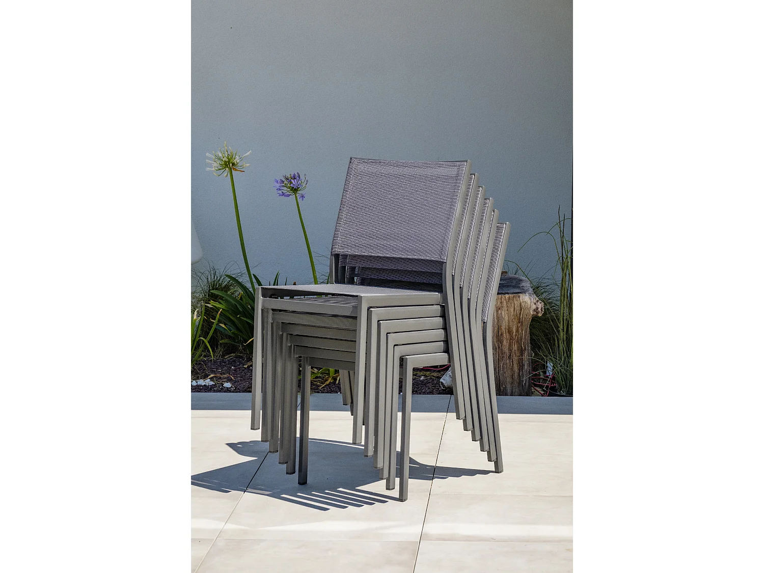 Lot de 2 chaises de jardin en aluminium et toile plastifiéee