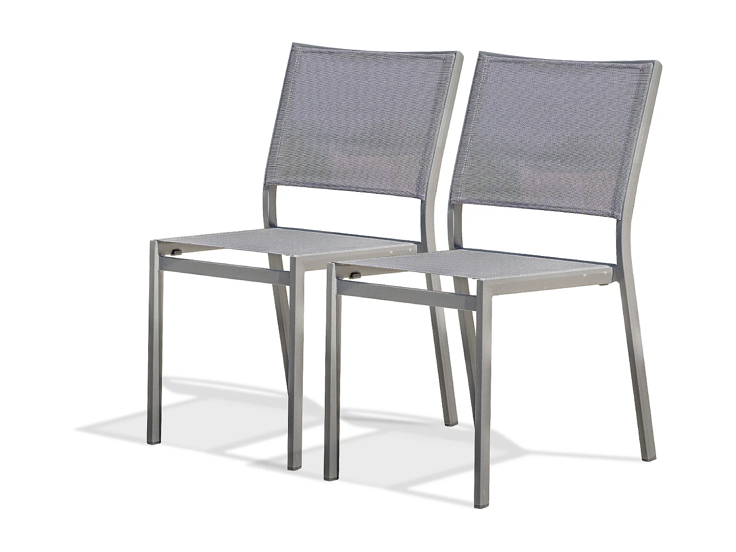 Lot de 2 chaises de jardin en aluminium et toile plastifiéee