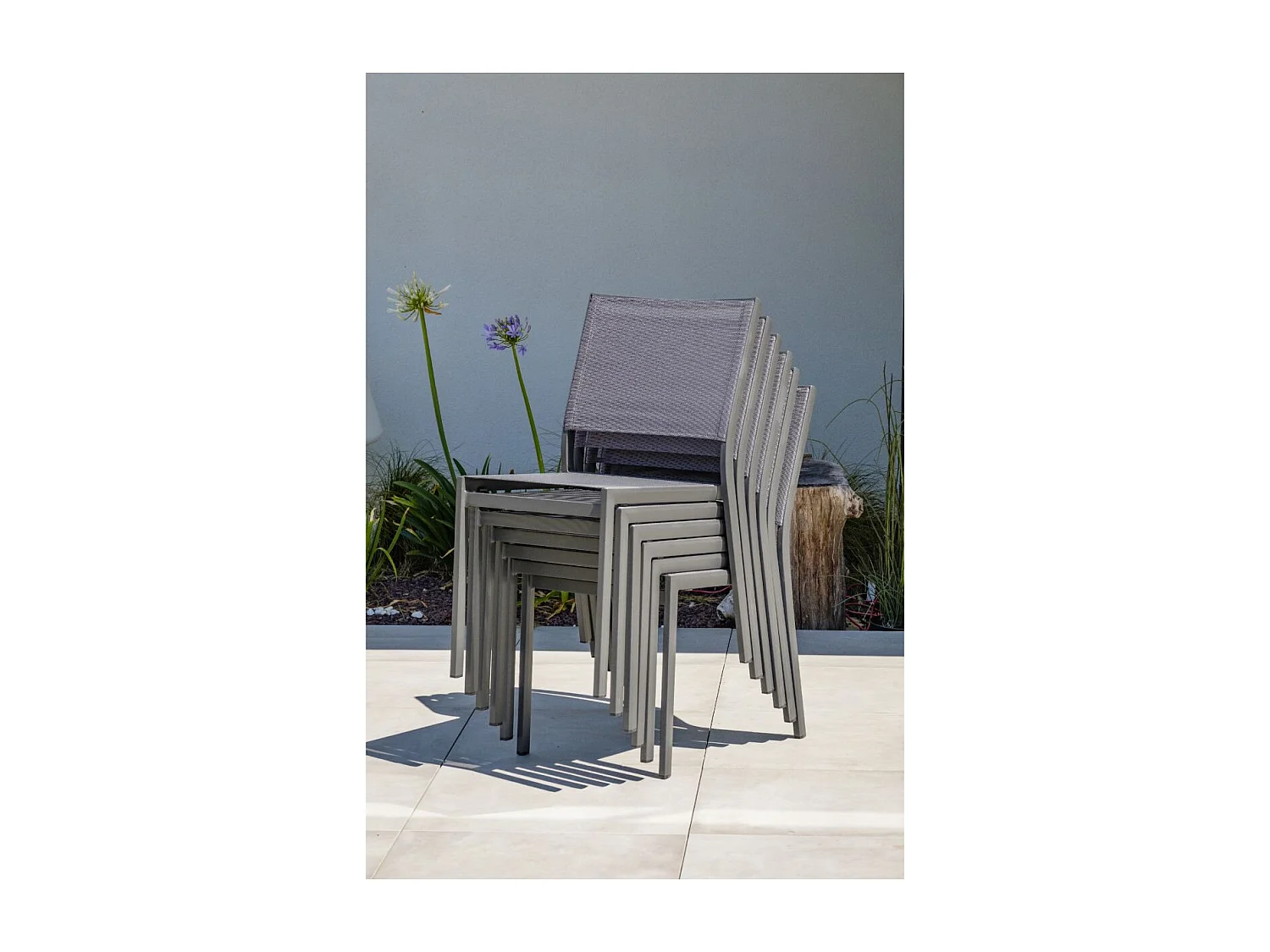Lot de 2 Chaises de Jardin Empilables "Stockholm" 84cm Gris Anthracite