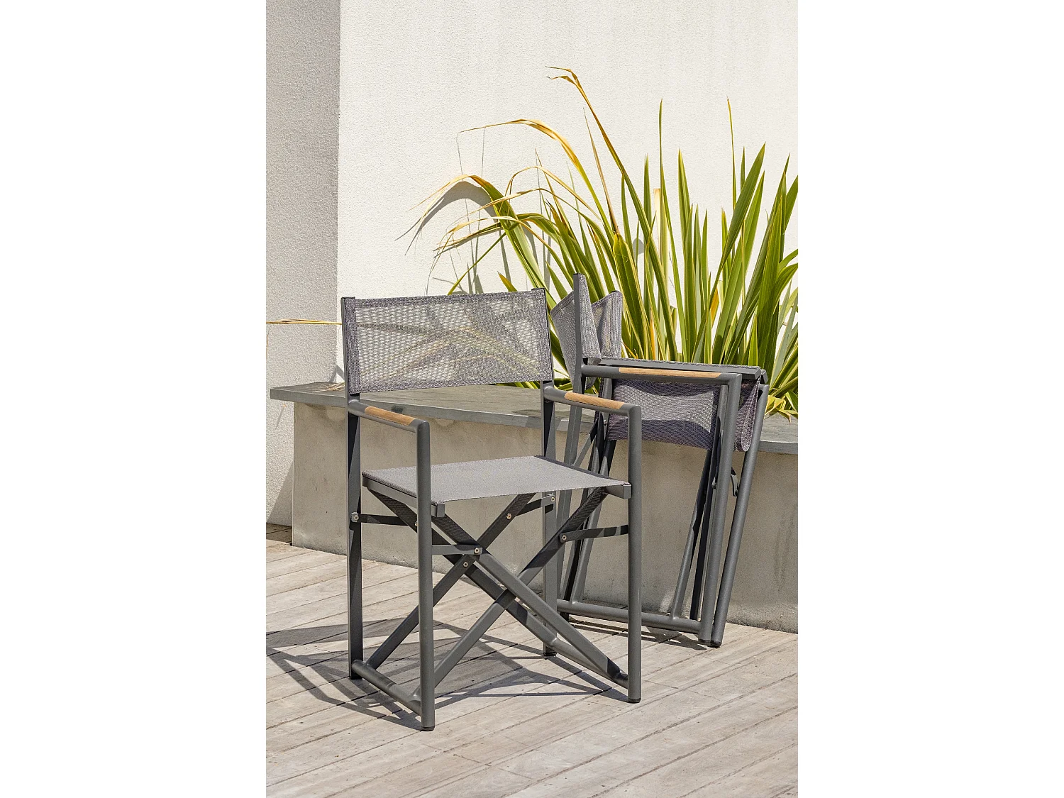 Fauteuil de Jardin Pliant "Honfleur" 88cm Gris Anthracite
