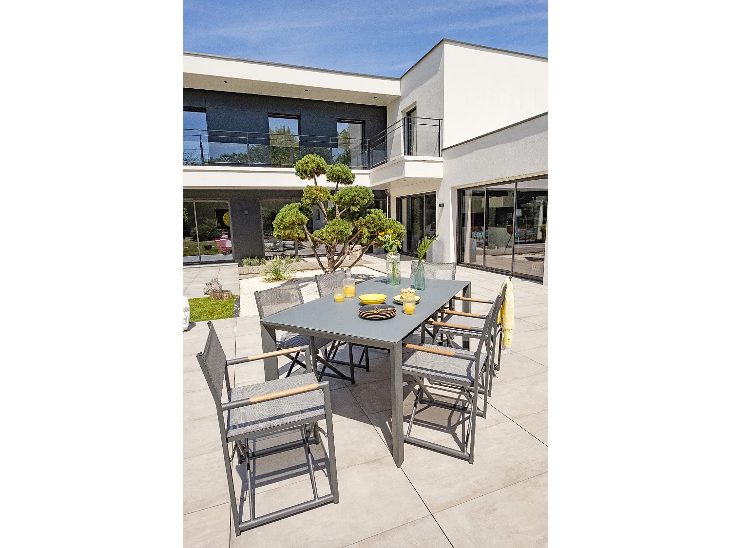 Fauteuil de Jardin Pliant "Honfleur" 88cm Gris Anthracite