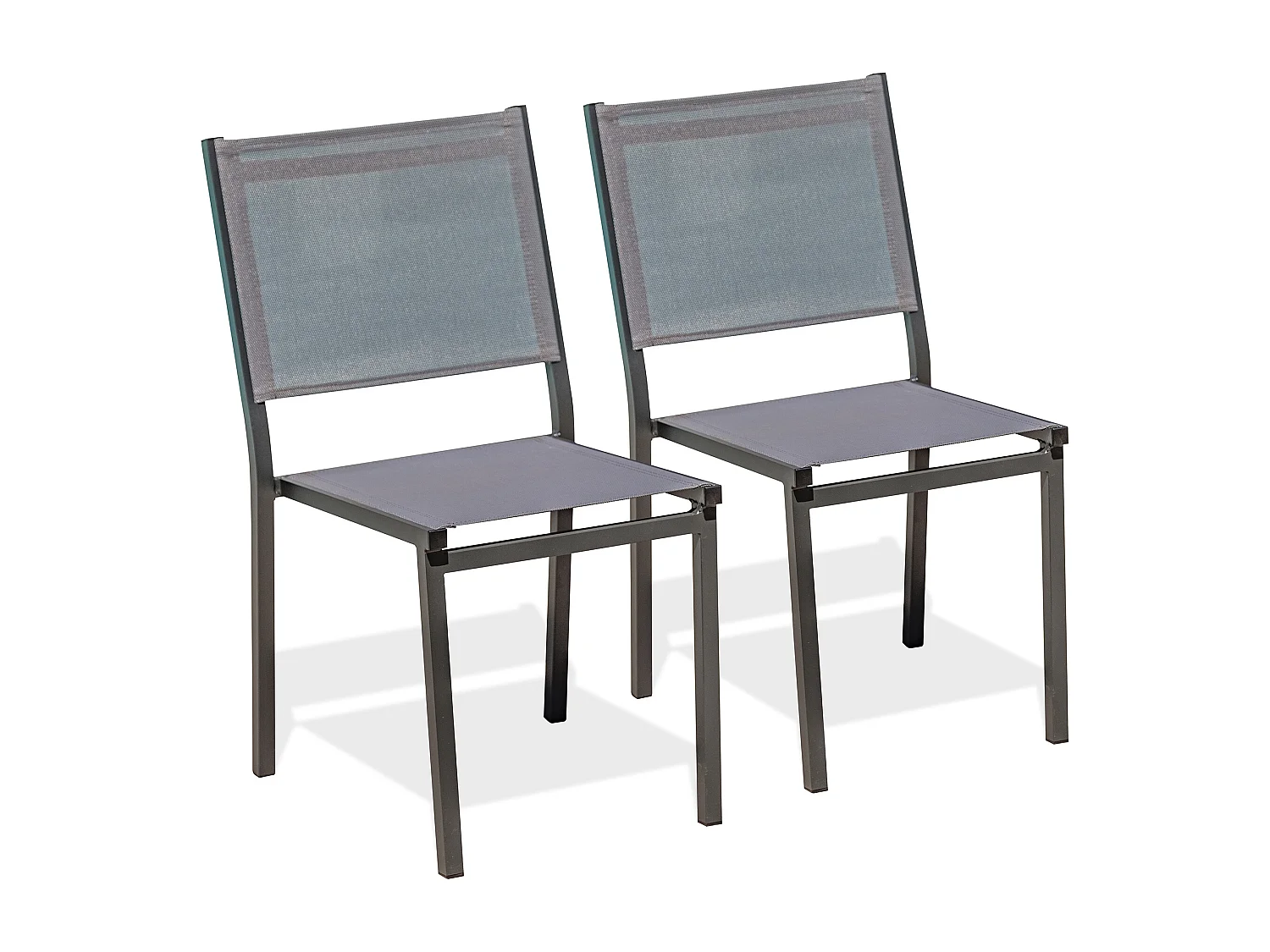 Lot de 2 chaises de jardin en alu et toile plastifiéee - TOLEDE