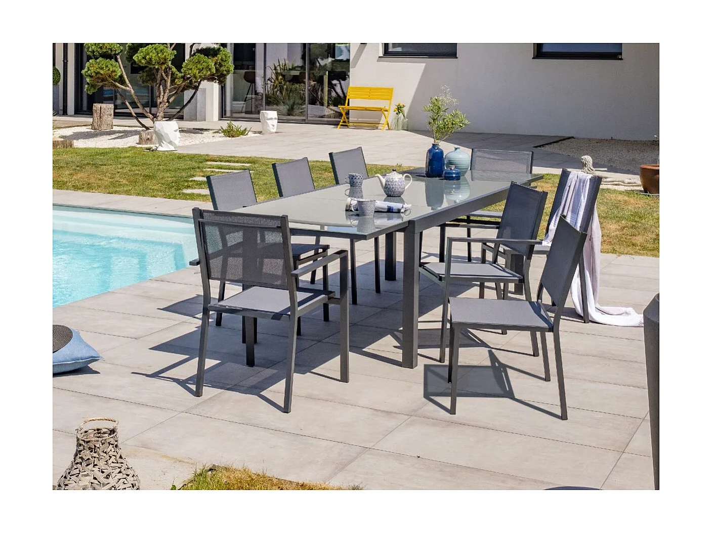 Lot de 2 chaises de jardin en alu et toile plastifiéee - TOLEDE