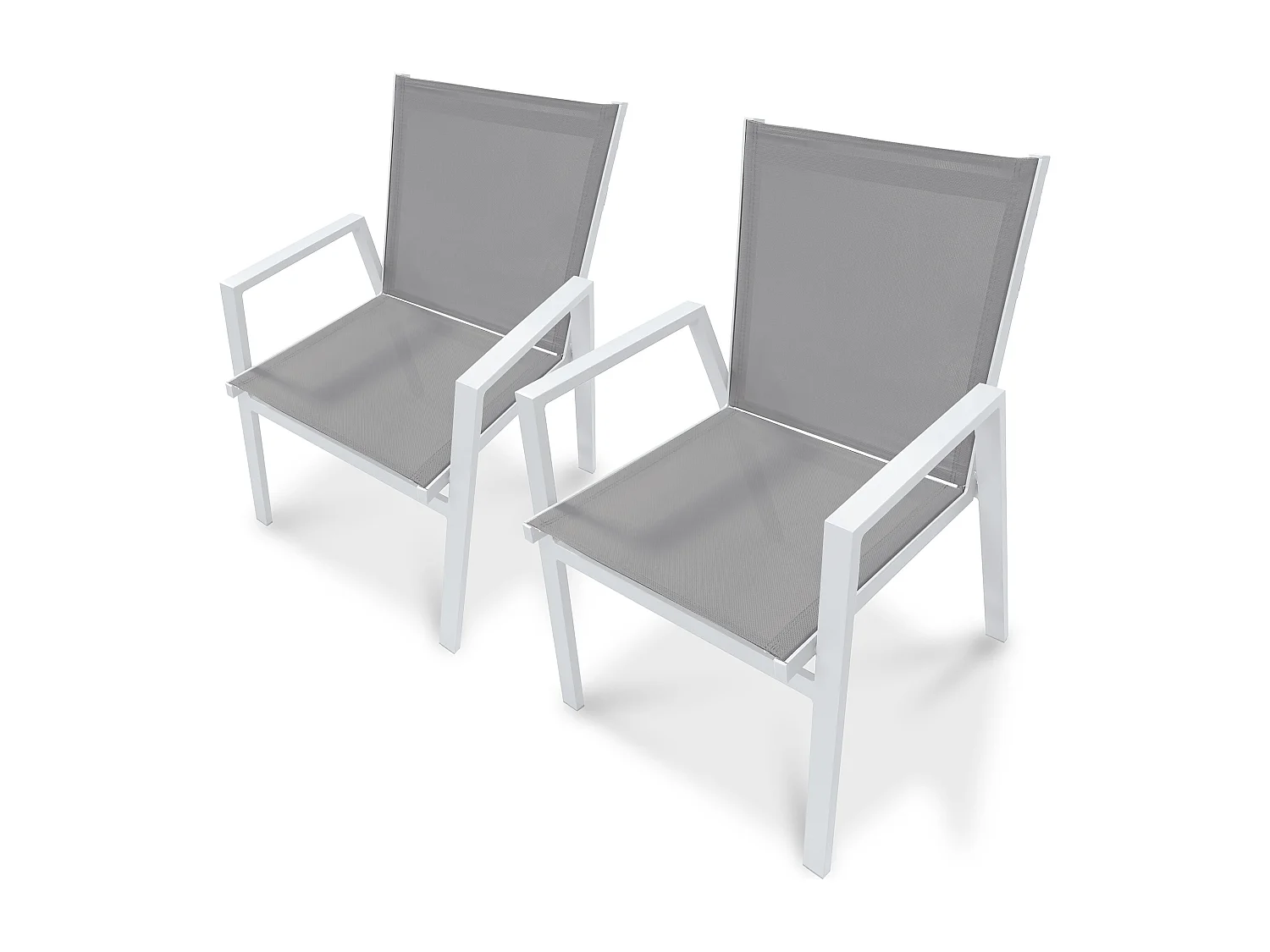 Lot de 2 fauteuils de jardin empilables en aluminium