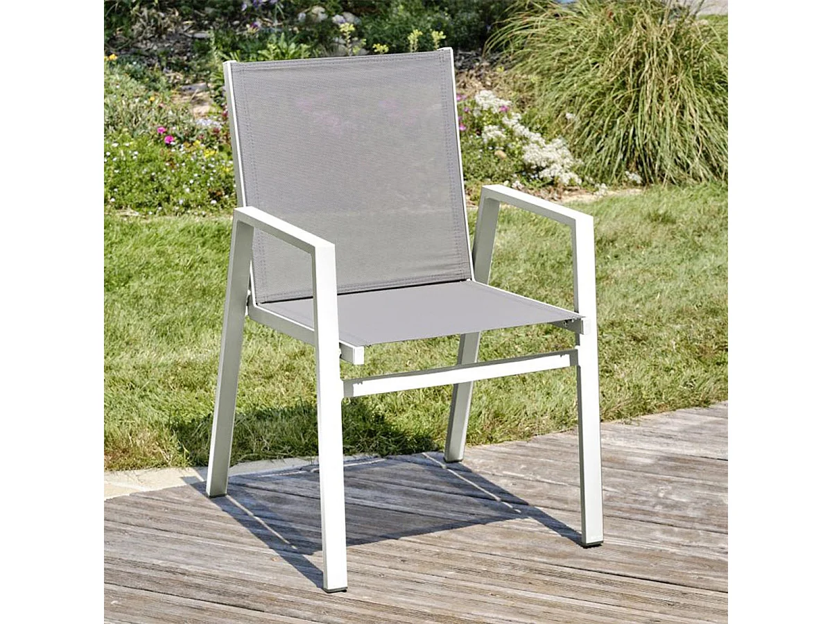 Lot de 2 Fauteuils de Jardin Empilables "Floride" 86cm Blanc