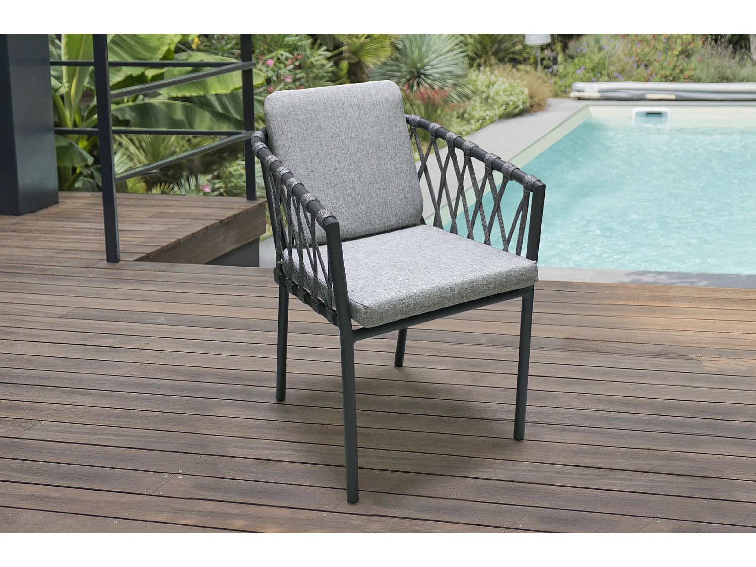 Fauteuil de Jardin Empilable "Pilat" 76cm Gris Anthracite