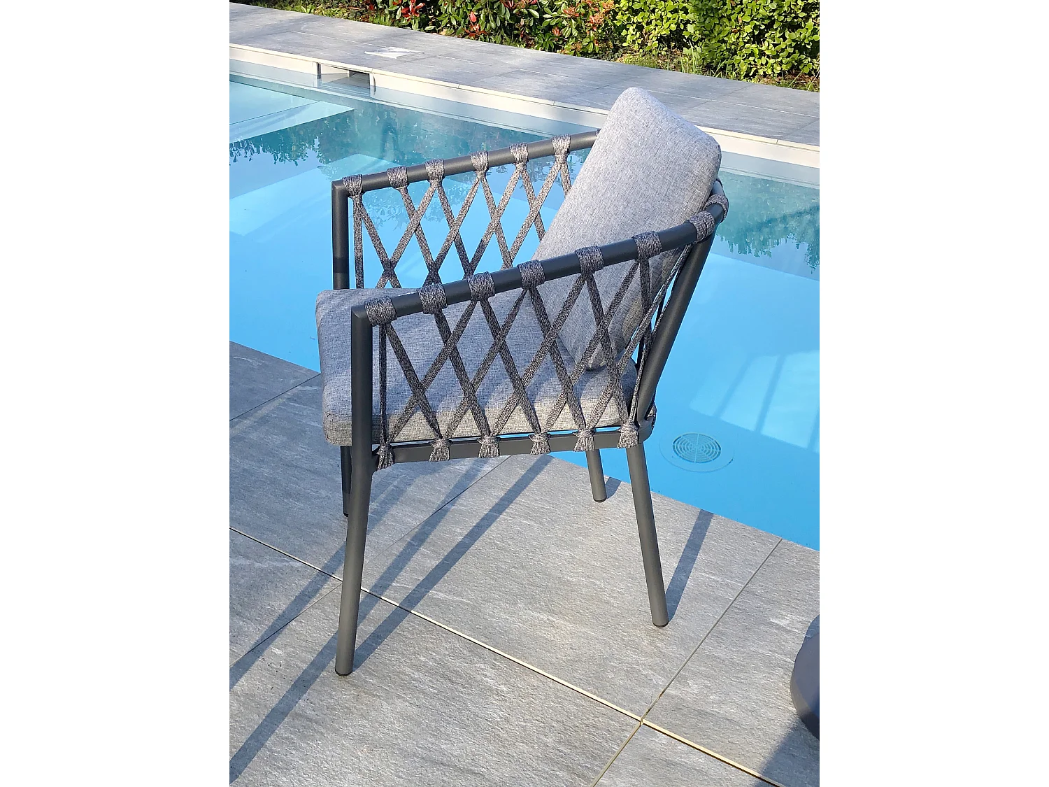 Fauteuil de Jardin Empilable "Pilat" 76cm Gris Anthracite