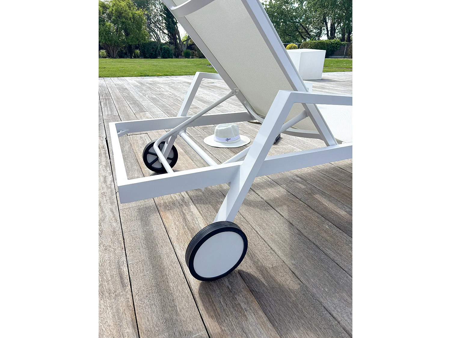 Lot de 2 Bains de Soleil Multi-Positions "Ibiza" 210cm Blanc