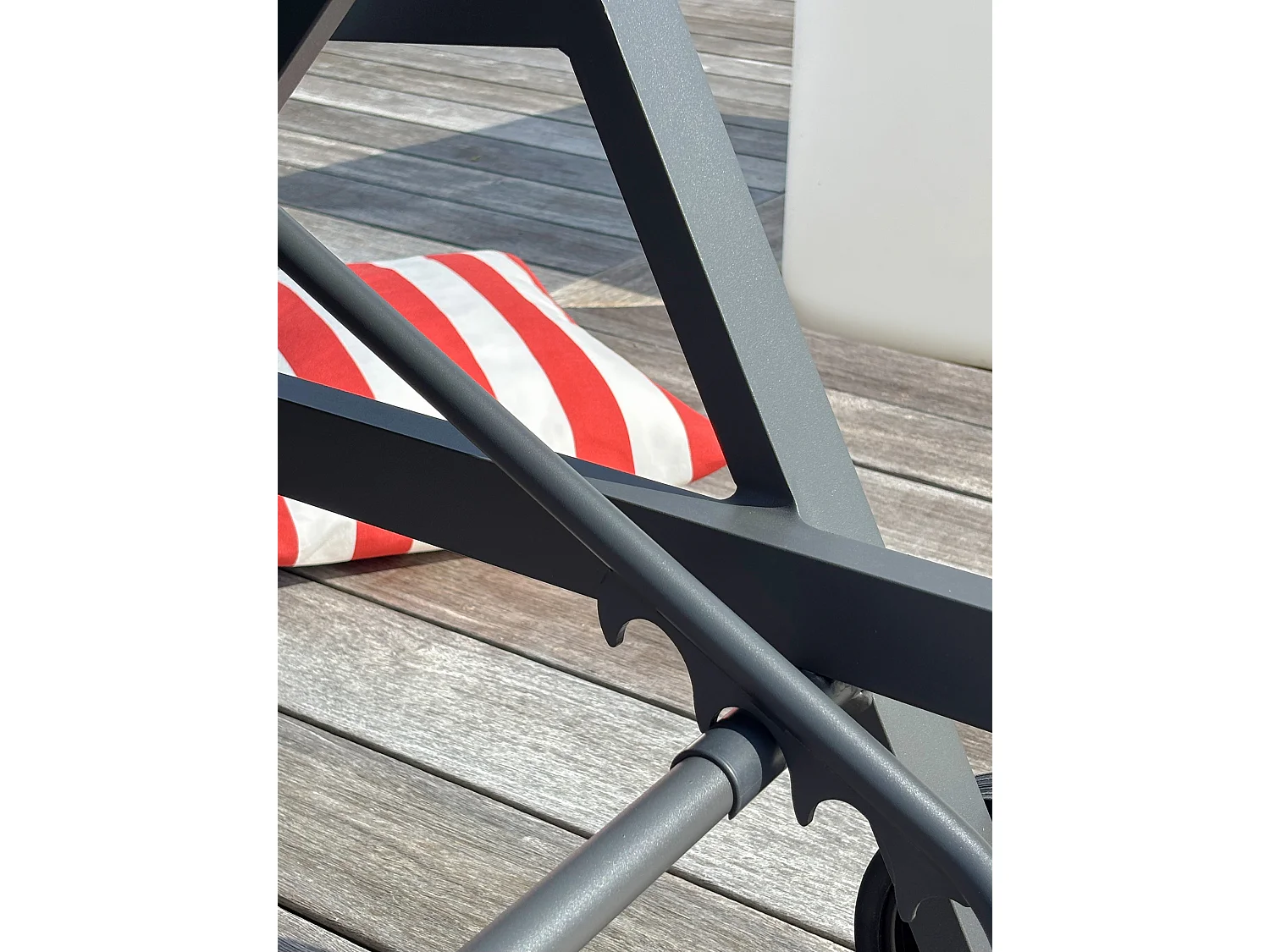 Lot de 2 Bains de Soleil Multi-Positions "Ibiza" 210cm Gris Anthracite