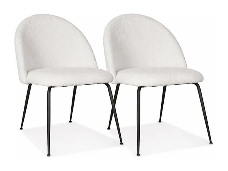 Lot de 2 fauteuil lounge NORVEGIA en tissu bouclé blanc et métal noir