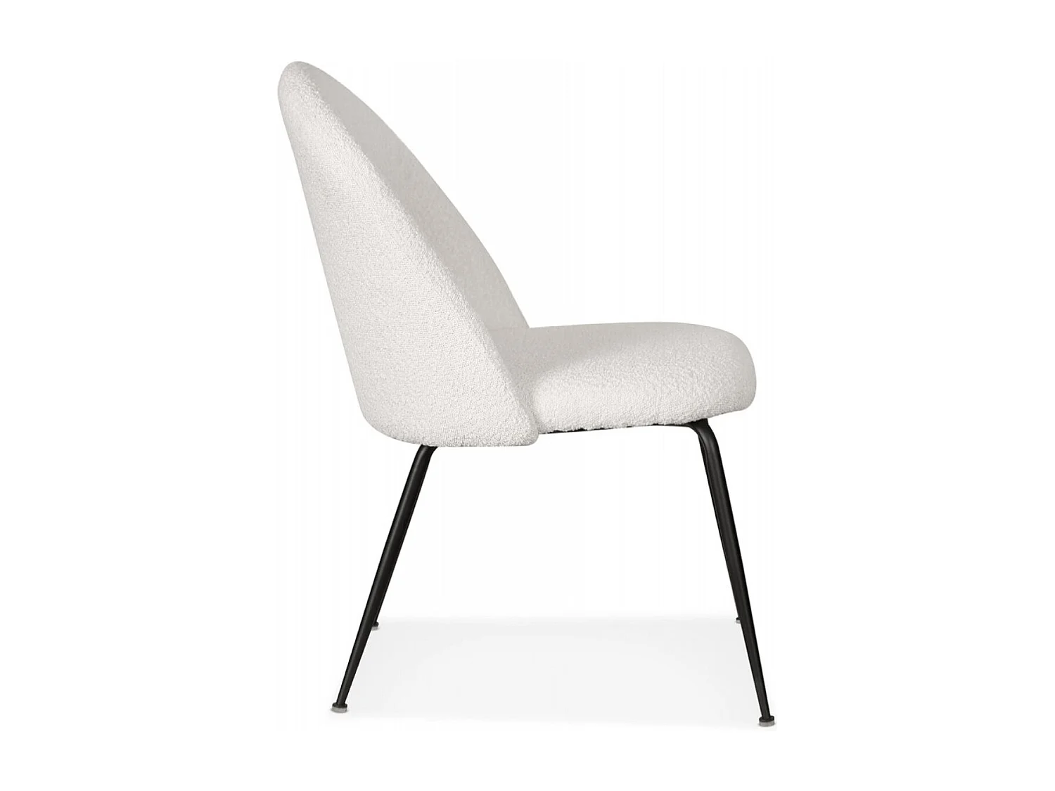 Lot de 2 fauteuil lounge NORVEGIA en tissu bouclé blanc et métal noir