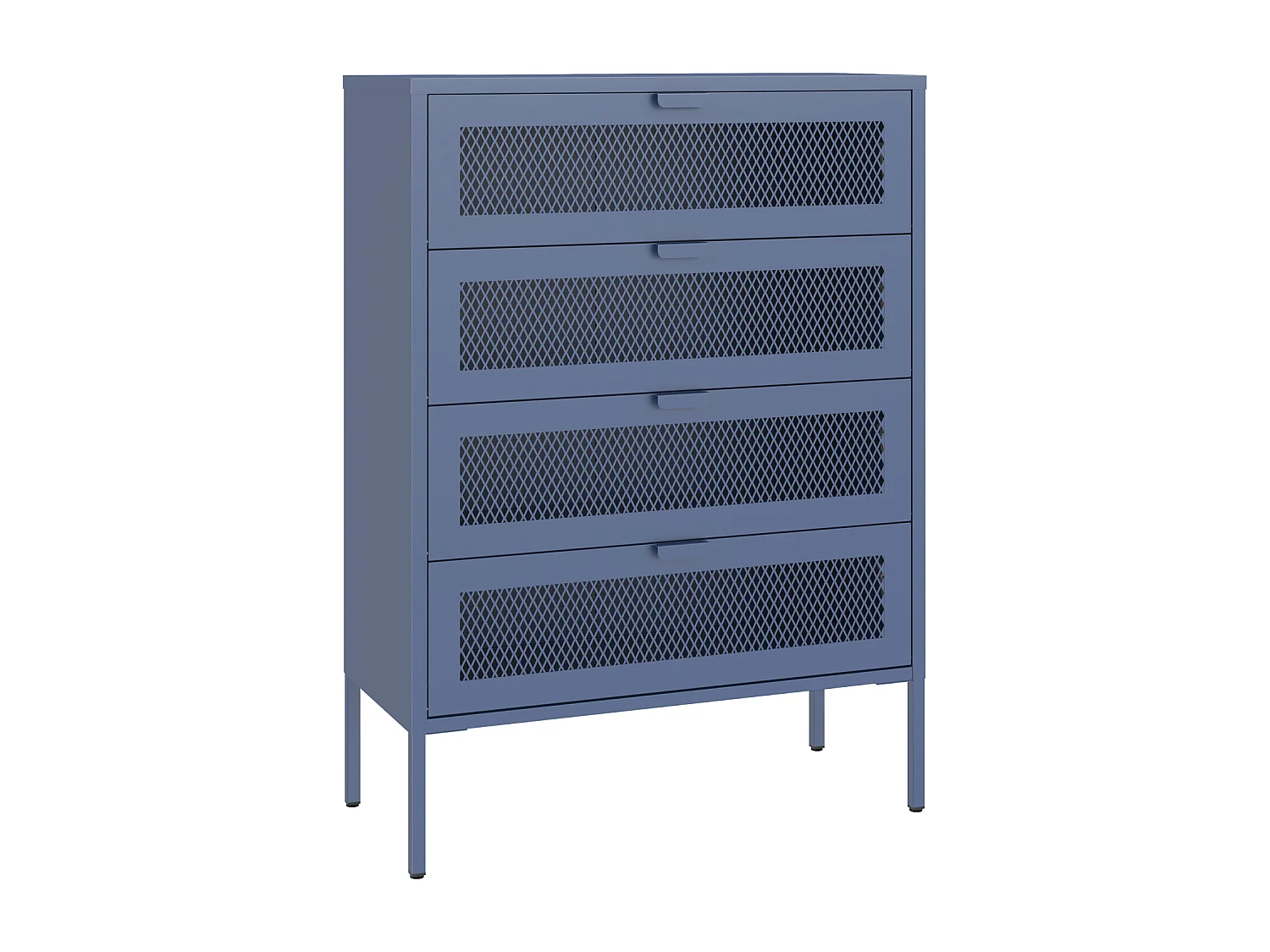 Meuble à chaussures 4 portes en métal bleu gris EMMA - HAPPY GARDEN