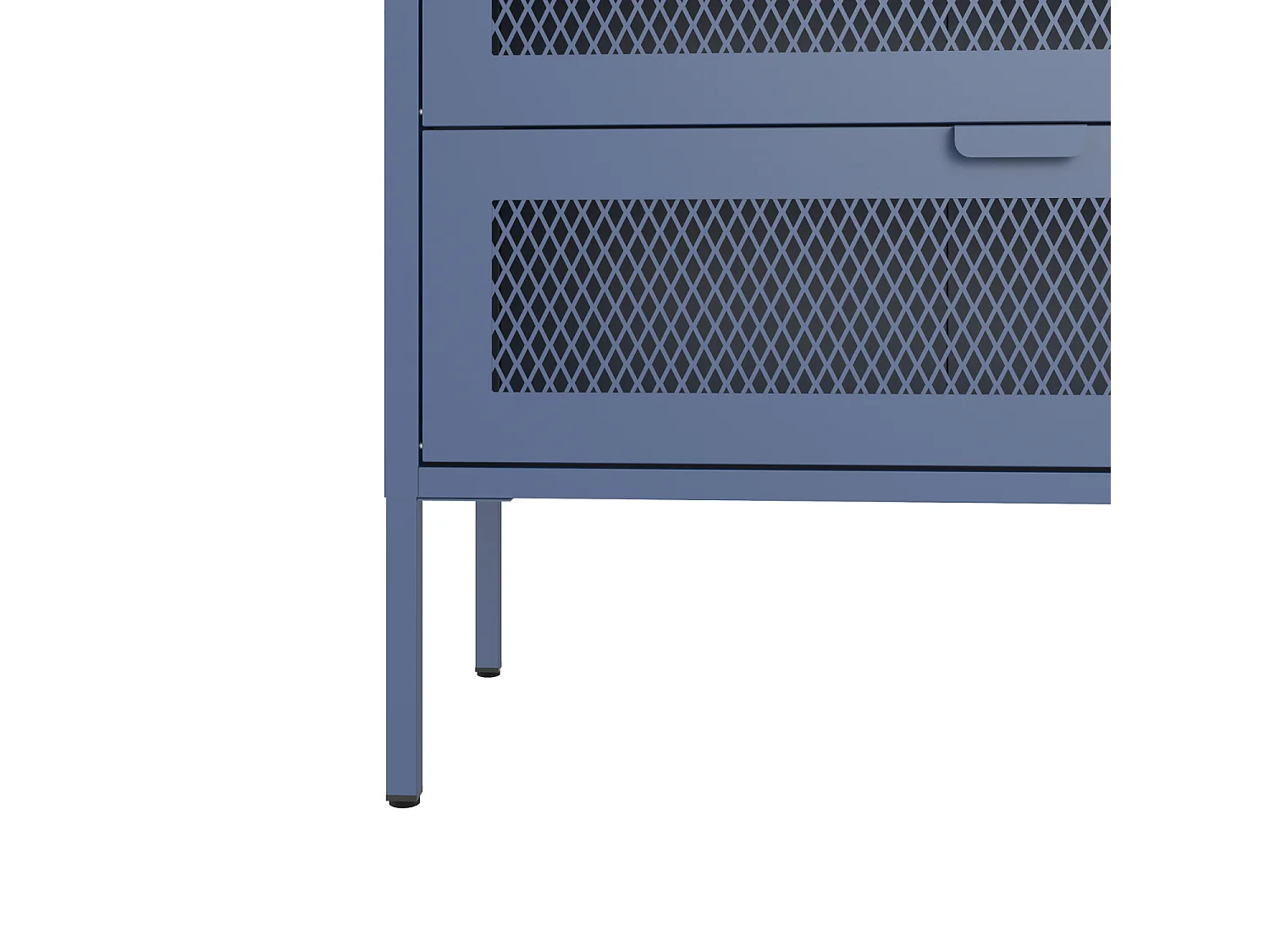 Meuble à chaussures 4 portes en métal bleu gris EMMA - HAPPY GARDEN