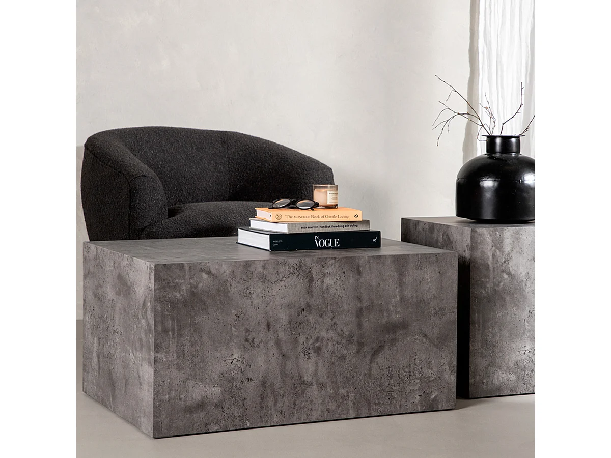 Lot de 2 Tables Basses Effet Marbre "York" 80cm Gris