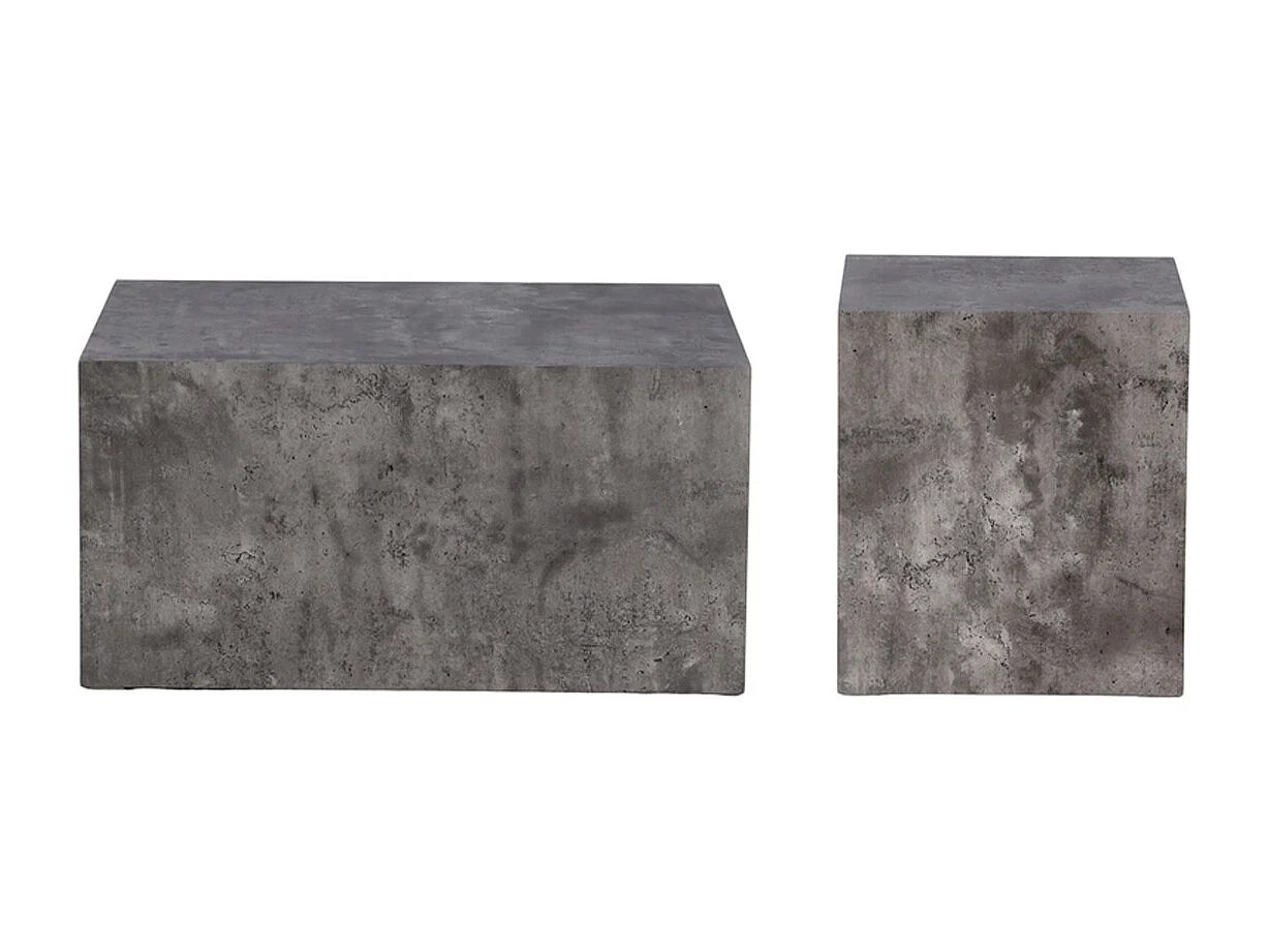 Lot de 2 Tables Basses Effet Marbre "York" 80cm Gris