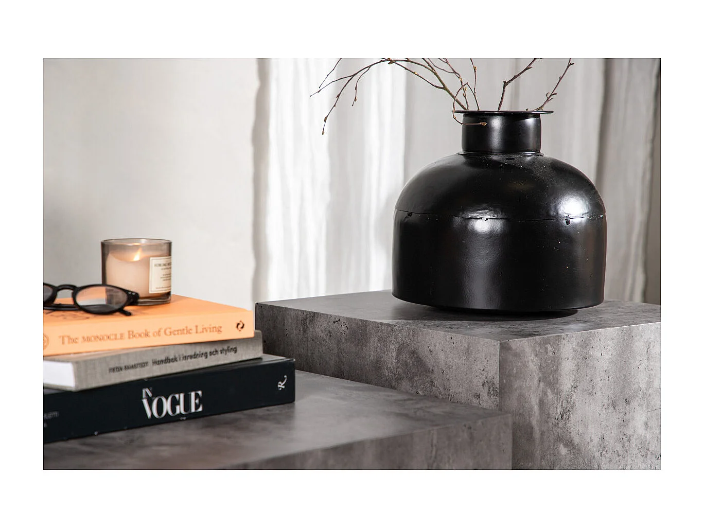 Lot de 2 Tables Basses Effet Marbre "York" 80cm Gris