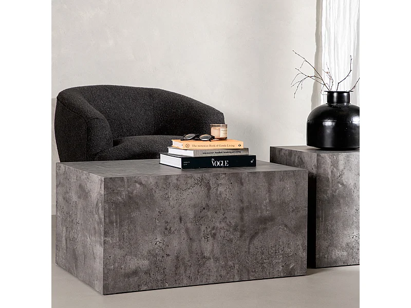 Lot de 2 Tables Basses Effet Marbre "York" 80cm Gris