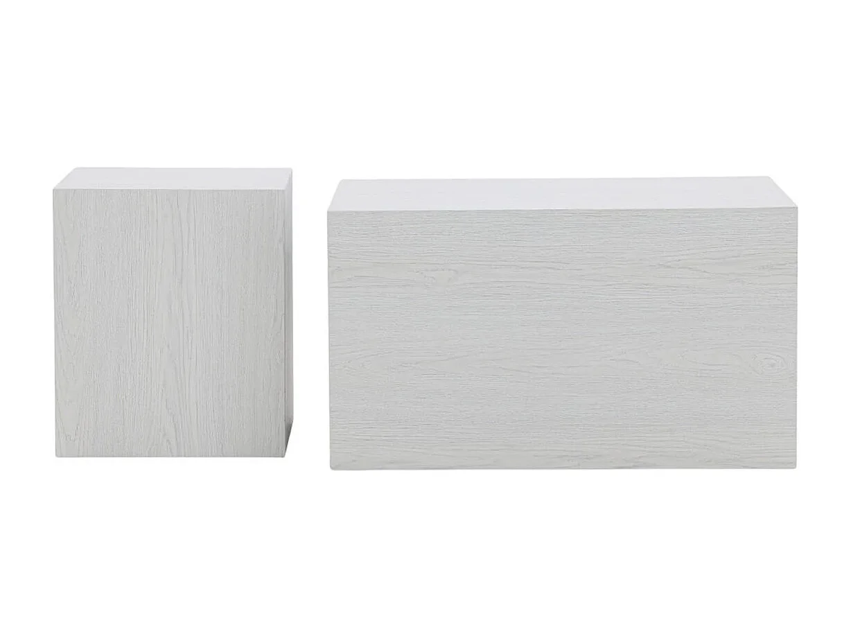 Lot de 2 Tables Basses Effet Bois "York" 80cm Blanc