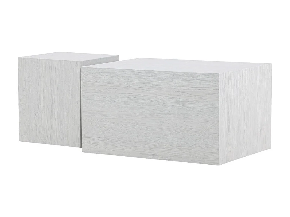 Lot de 2 Tables Basses Effet Bois "York" 80cm Blanc