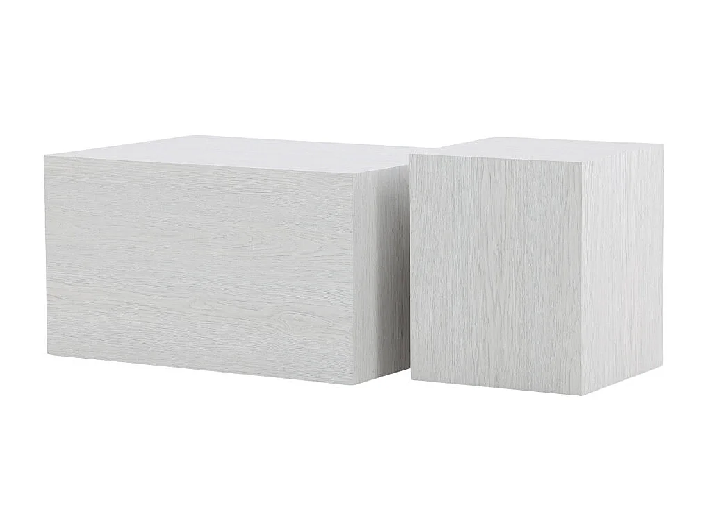 Lot de 2 Tables Basses Effet Bois "York" 80cm Blanc