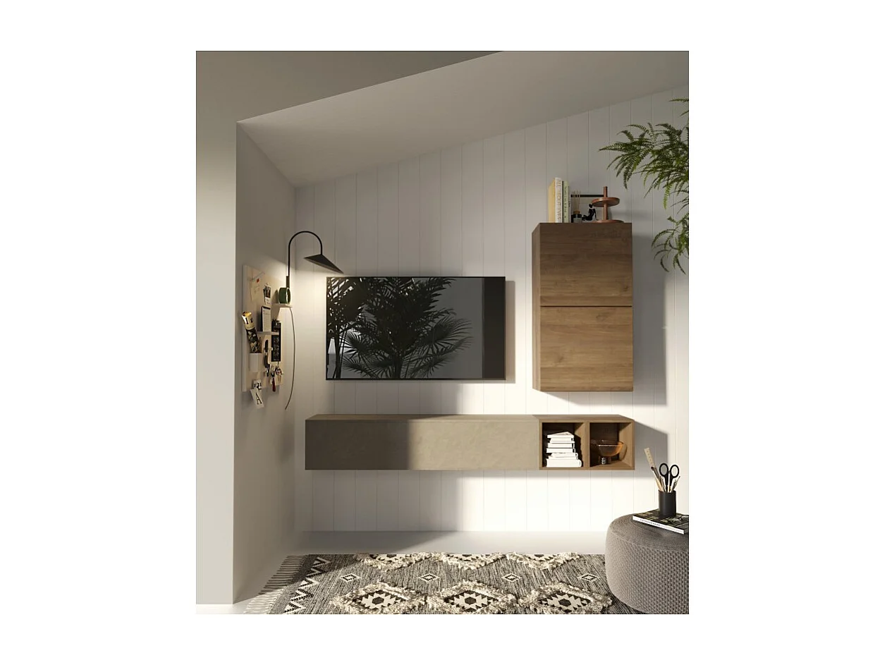 Lot 2 étagères murales MARINA effet bois foncé 28cm