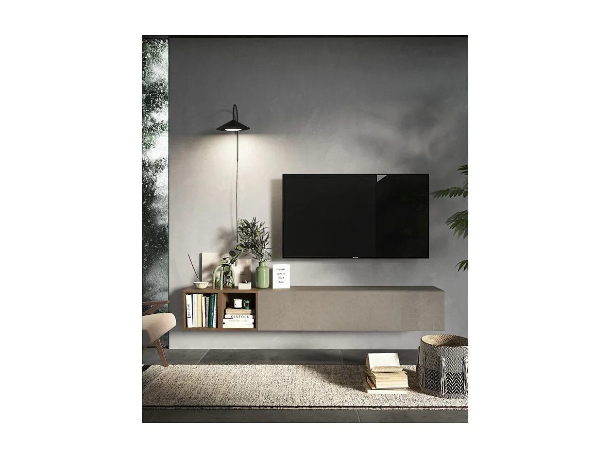 Lot 2 étagères murales MARINA effet bois foncé 28cm