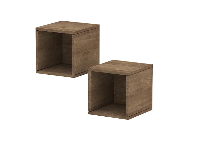 Lot 2 étagères murales MARINA effet bois foncé 28cm