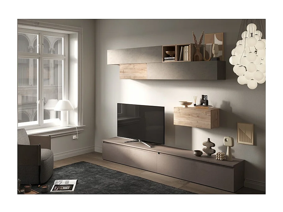 Lot 2 étagères murales MARINA effet chêne 28cm