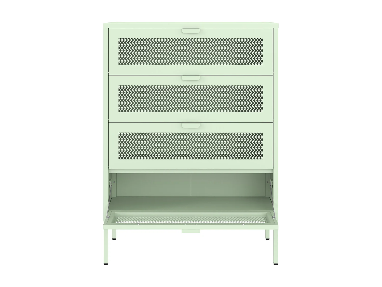 Meuble à chaussures 4 portes en métal vert tilleul EMMA - HAPPY GARDEN