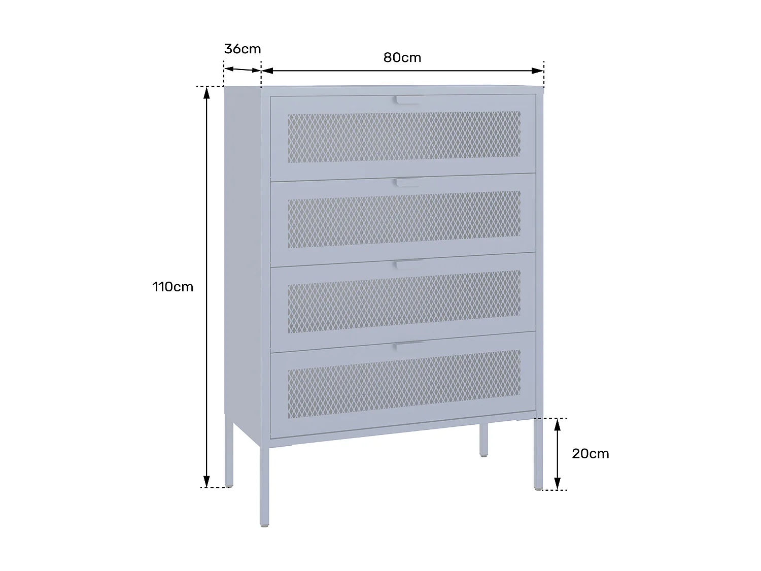 Meuble à chaussures 4 portes en métal vert tilleul EMMA - HAPPY GARDEN