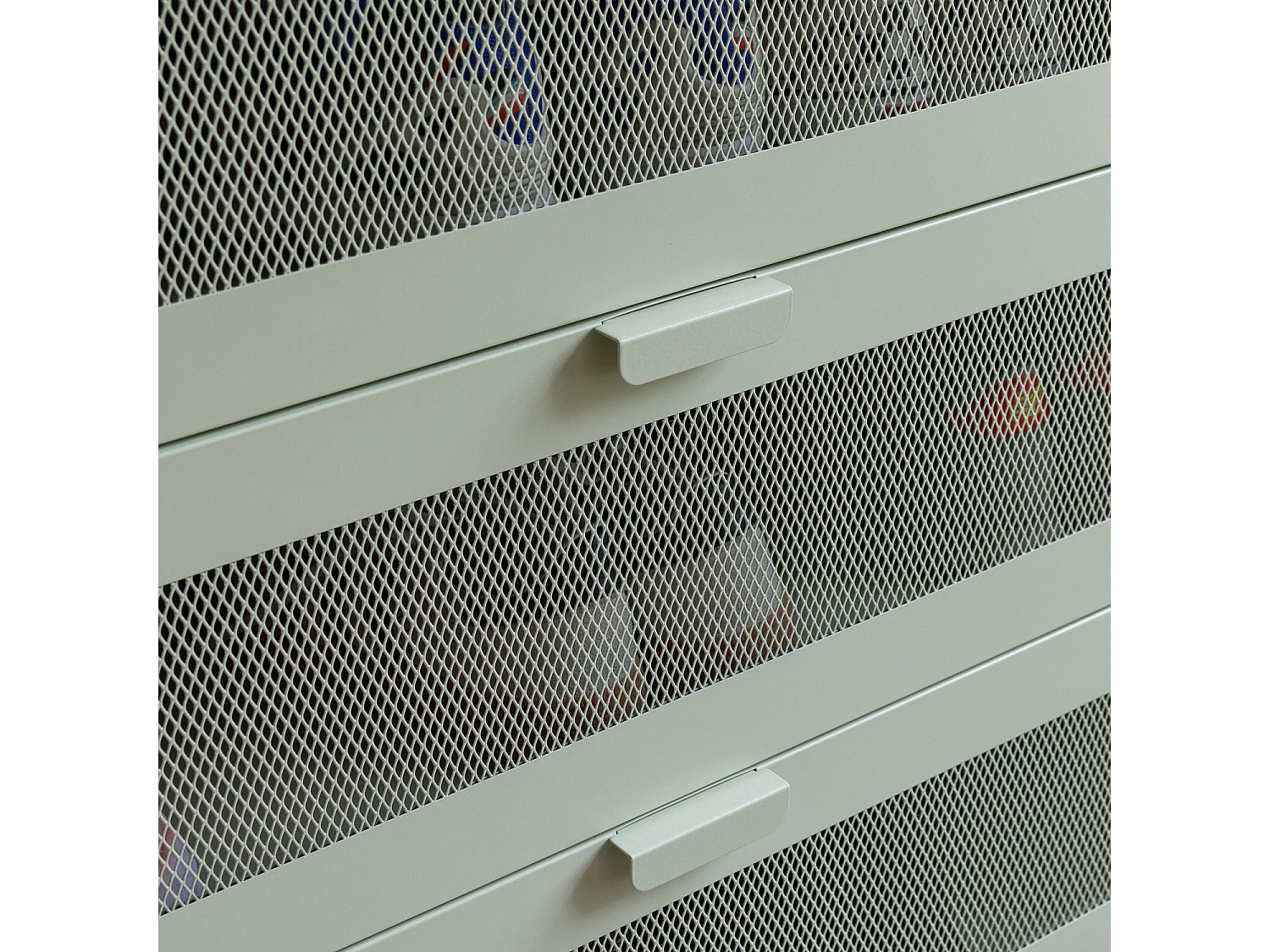 Meuble à chaussures 4 portes en métal vert tilleul EMMA - HAPPY GARDEN