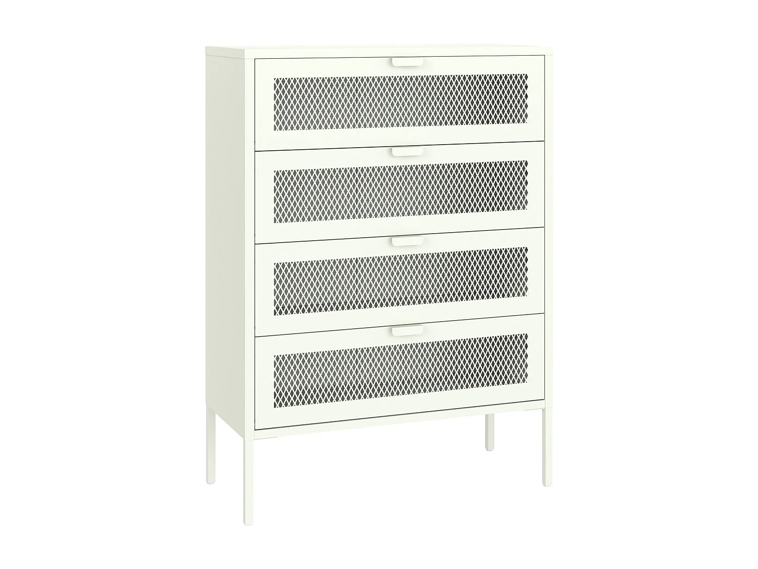 Meuble à chaussures 4 portes en métal blanc EMMA - HAPPY GARDEN