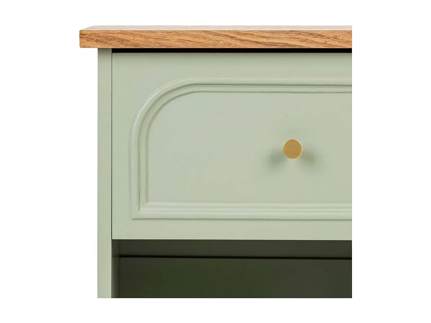 Table de chevet avec un tiroir et deux étagères ouvertes, coloris Vert Céladon - Longueur 45 x Profondeur 30 x Hauteur 67 cm 