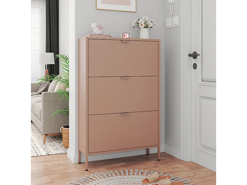 Schuhmöbel mit 3 Türen aus Metall altrosa MARION