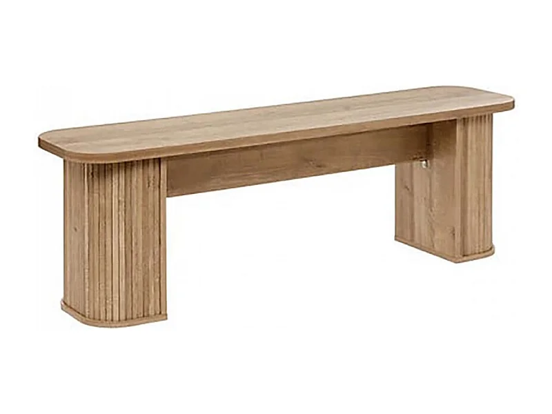 Banc en bois naturel avec pieds cannelés - Longueur 140 x Profondeur 35 x Hauteur 45 cm