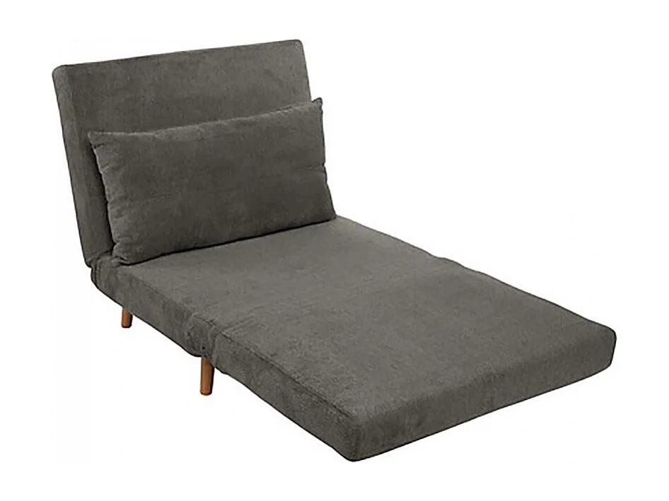 Lit fauteuil convertible de couleur grise anthracite avec des pieds en bois - Longueur 92 x Profondeur 88 x Hauteur 82 cm