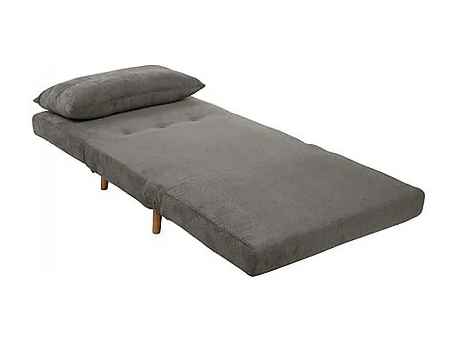 Lit fauteuil convertible de couleur grise anthracite avec des pieds en bois - Longueur 92 x Profondeur 88 x Hauteur 82 cm