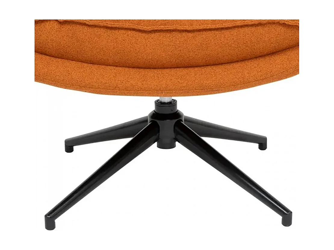 Fauteuil pivotant en polyster ambre avec des pieds en métal noir - Longueur 64 x Profondeur 74,5 x Hauteur 87 cm