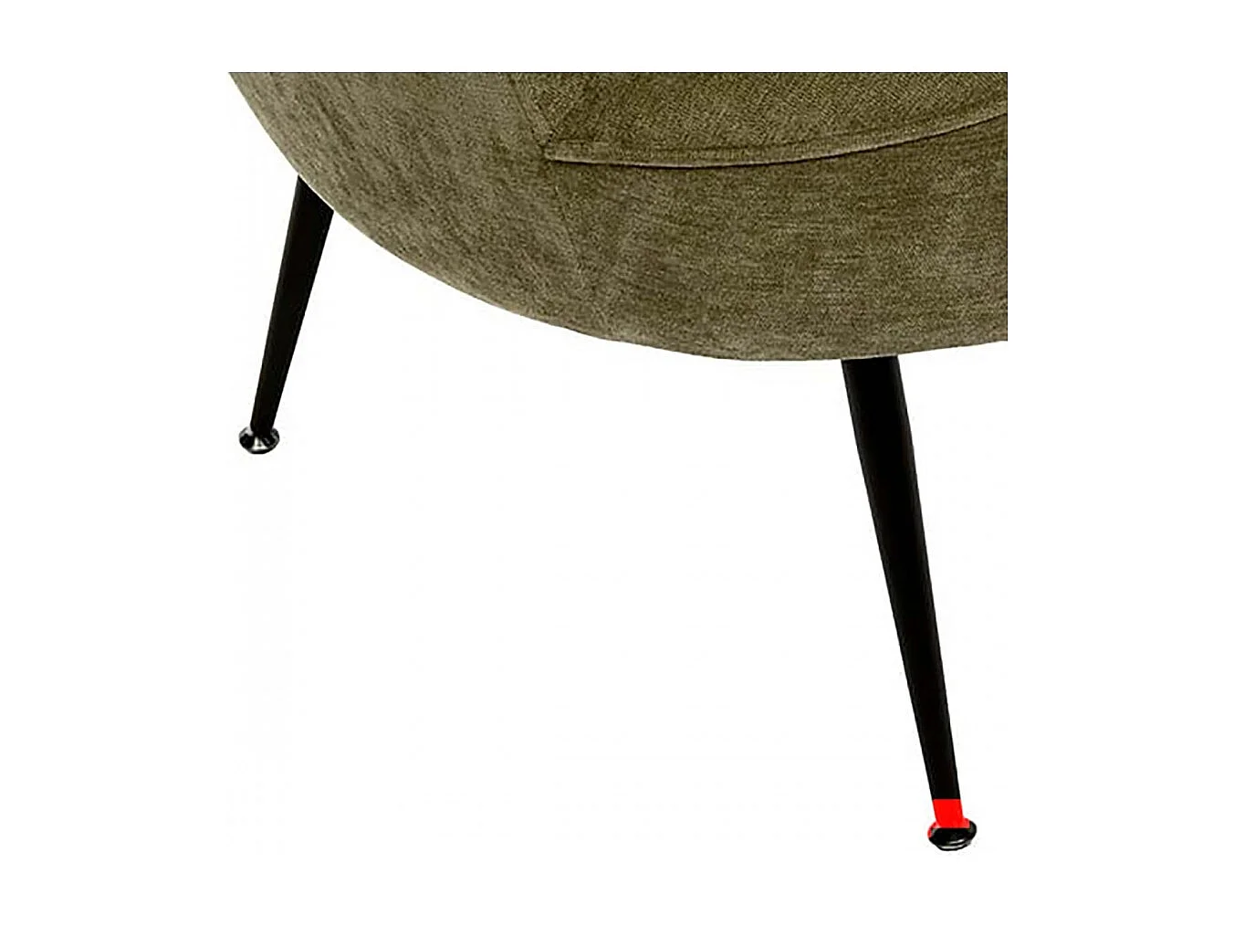 Fauteuil club avec pieds métal noir, coloris vert olive - Longueur 63 x Profondeur 69 x Hauteur 71 cm