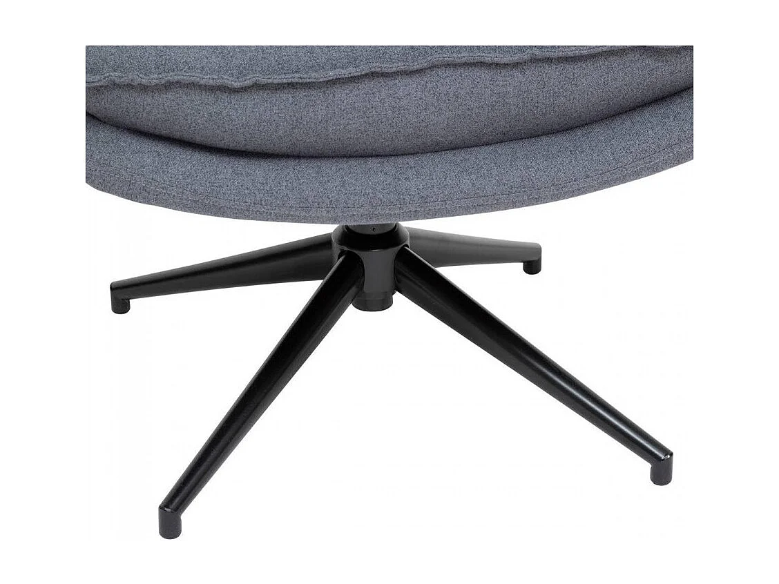 Fauteuil pivotant en polyster gris avec des pieds en métal noir- Longueur 64 x Profondeur 74,5 x Hauteur 87 cm
