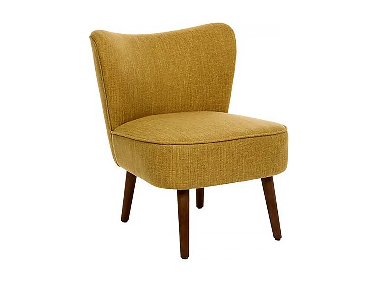 Fauteuil de salon crapaud scandinave avec pieds en bois, coloris ocre - Longueur 57 x Profondeur 69 x Hauteur 72,5 cm
