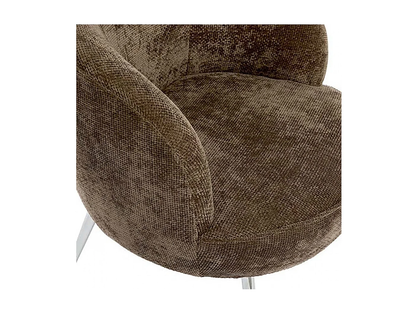 Fauteuil club avec pieds métal noir, coloris Marron - Longueur 63 x Profondeur 69 x Hauteur 71 cm