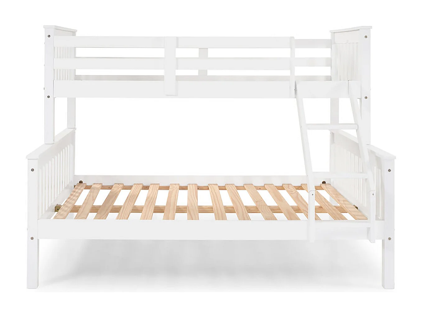 Lit superposé en bois blanc, Lit double bas 135 x 190 cm et lit simple haut 90 x 190 cm - Longueur 204 x Hauteur 150 x Largeur 147 cm
