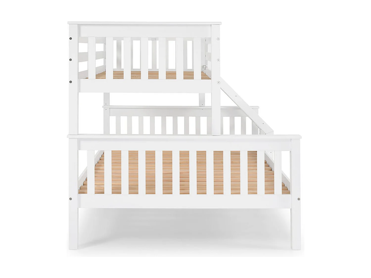 Lit superposé en bois blanc, Lit double bas 135 x 190 cm et lit simple haut 90 x 190 cm - Longueur 204 x Hauteur 150 x Largeur 147 cm