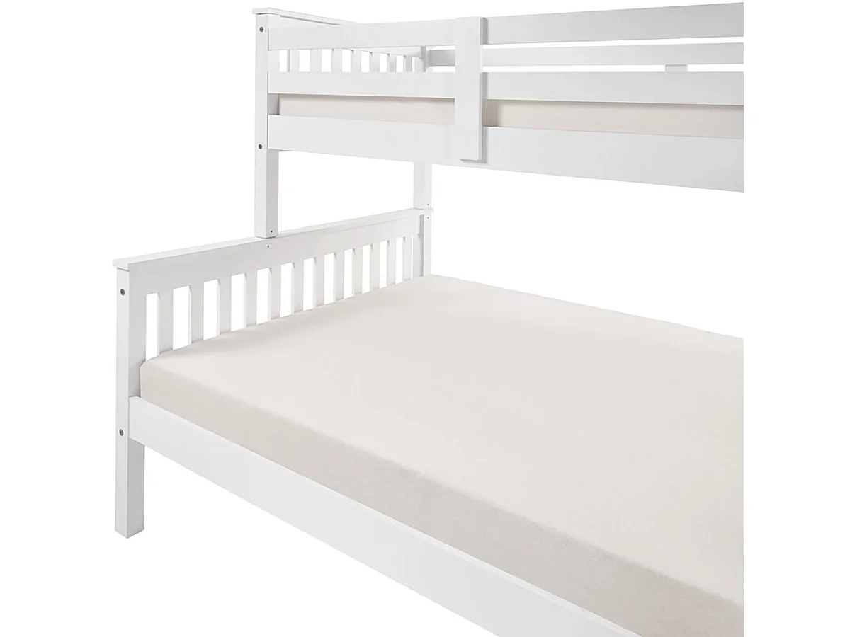 Lit superposé en bois blanc, Lit double bas 135 x 190 cm et lit simple haut 90 x 190 cm - Longueur 204 x Hauteur 150 x Largeur 147 cm