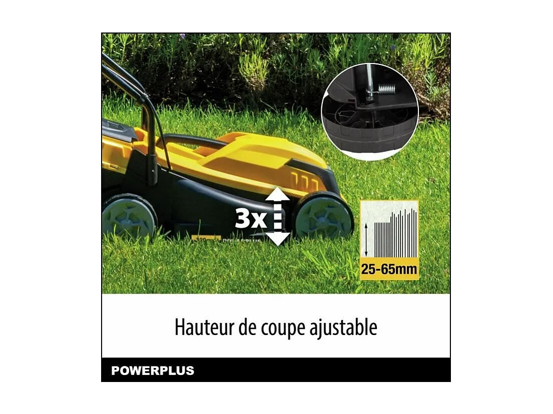 Tondeuse a gazon électrique - POWERPLUS - POWEG62203 - 1000 W - 320 mm Ø - Avec ramassage et éjection arriere