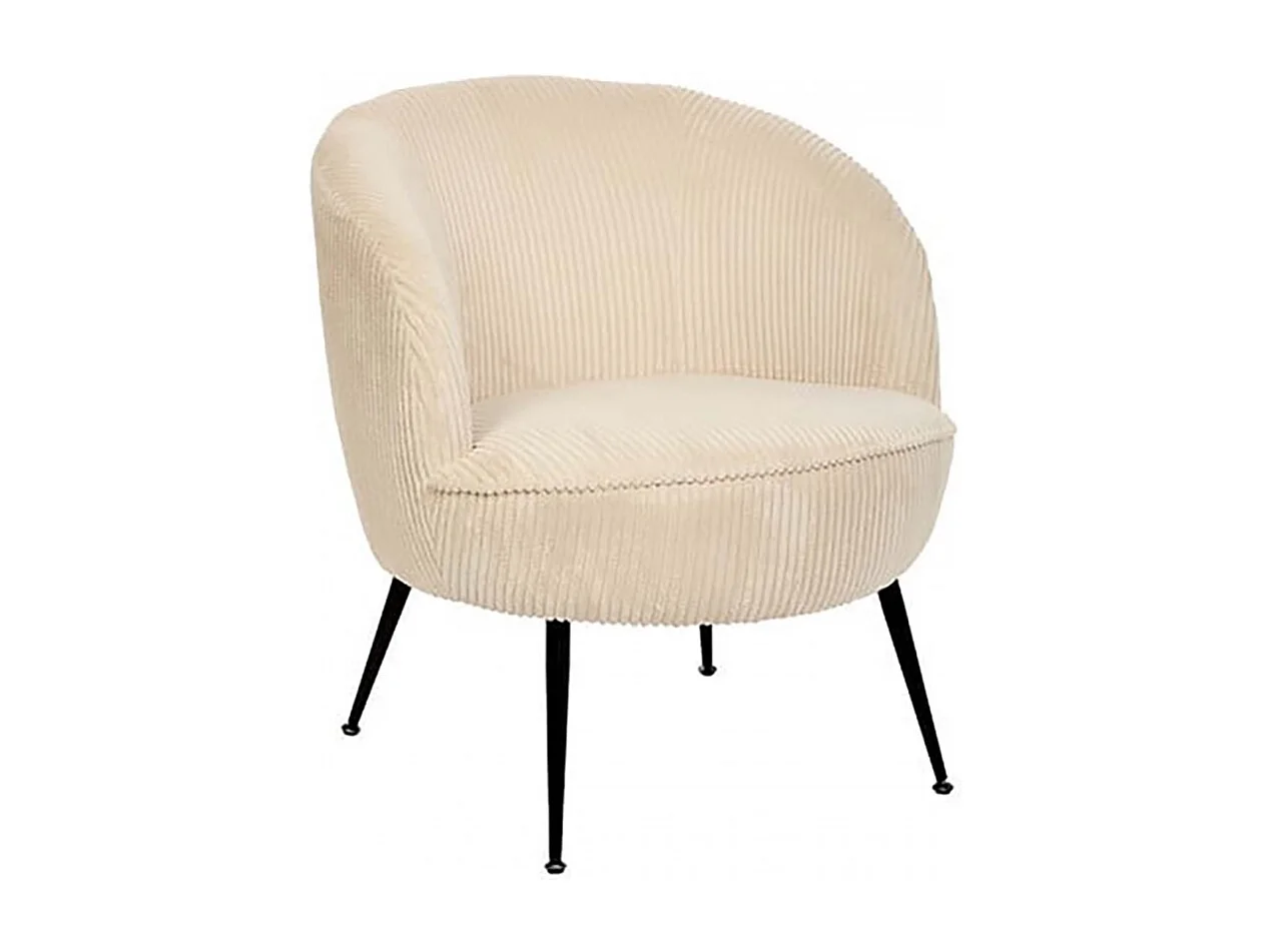 Fauteuil club avec pieds métal noir, coloris Beige - Longueur 63 x Profondeur 69 x Hauteur 71 cm