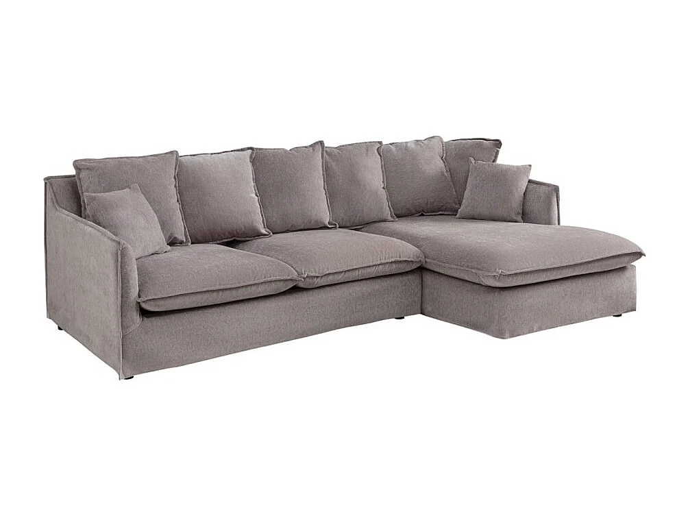 Canapé d'angle KALIA – Velours gris taupe – 4 places – Angle à droit – contemporain