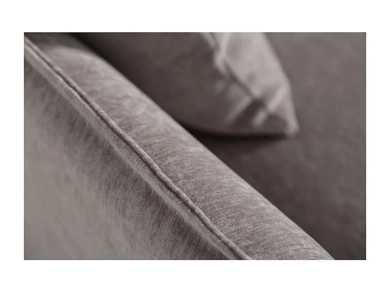 Canapé d'angle KALIA – Velours gris taupe – 4 places – Angle à droit – contemporain